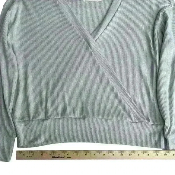 Lucky Brand Sweater Women's XS Wrap Ribbed Knit Stretchy Light Grey - Picture 4 of 7